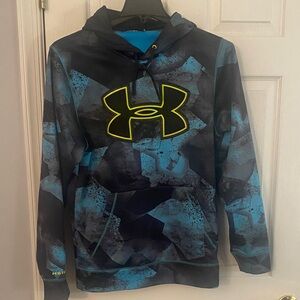 Under Armour Storm Blue & Black Fleece Pullover with Yellow Logo Accent